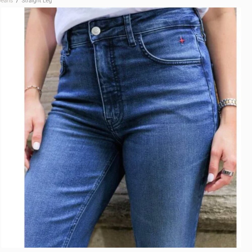 Mersea Bessie Straight Leg Cuffed Jeans in "Faded Ink" Size 25. NWT!! - Picture 2 of 7